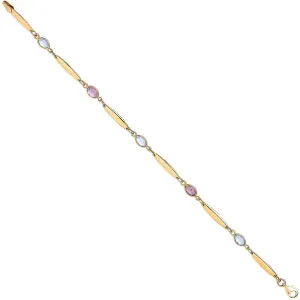 9ct Yellow Gold Ladies Bracelet with Amethyst and Blue Topaz