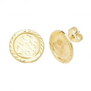 9ct Yellow Gold St Christopher Stud Earrings ES575