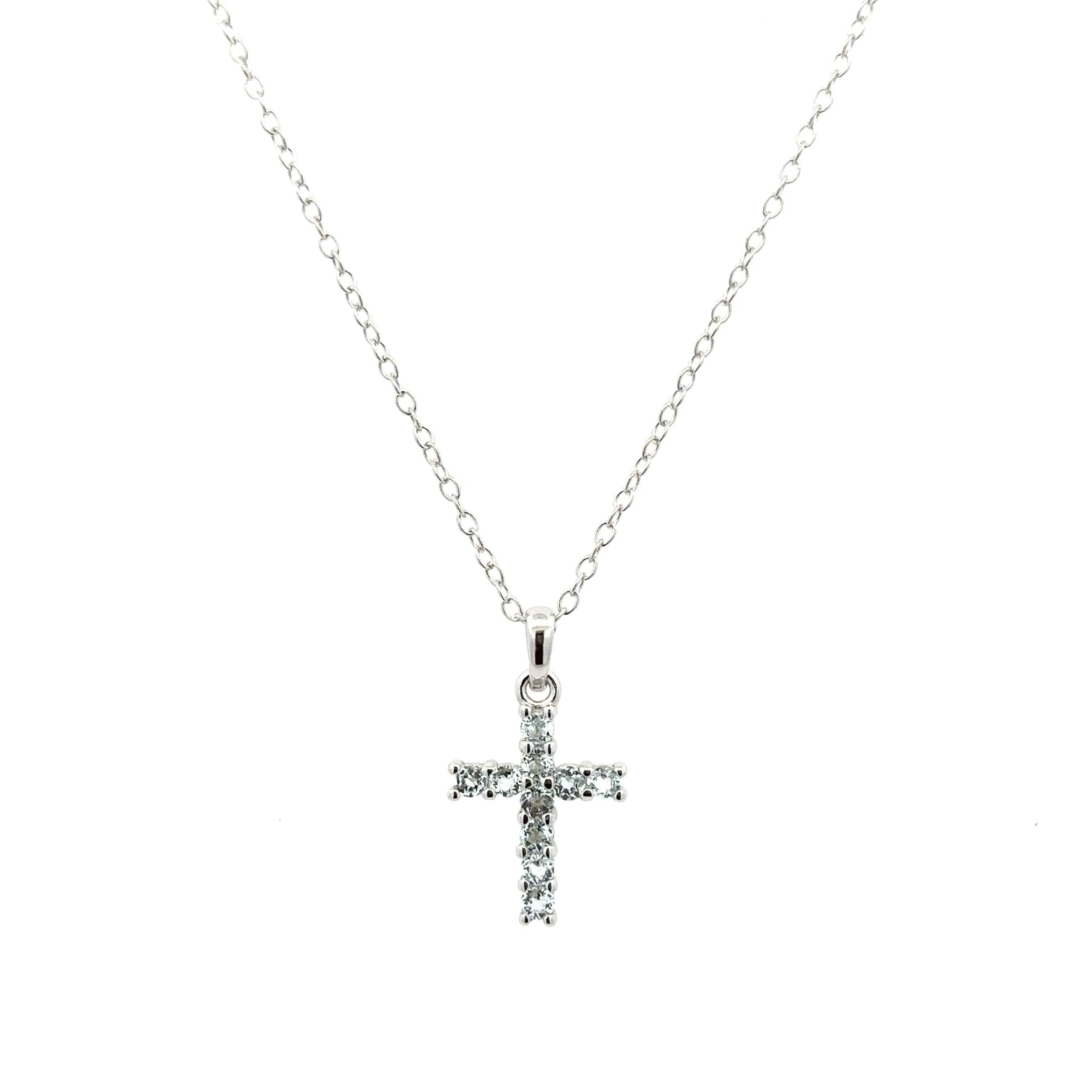 Aquamarine Cross Necklace