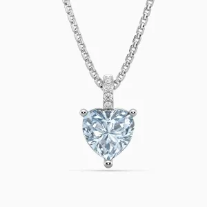 Aquamarine Necklace in Silver - Heart Shape - Irosk Australia ®