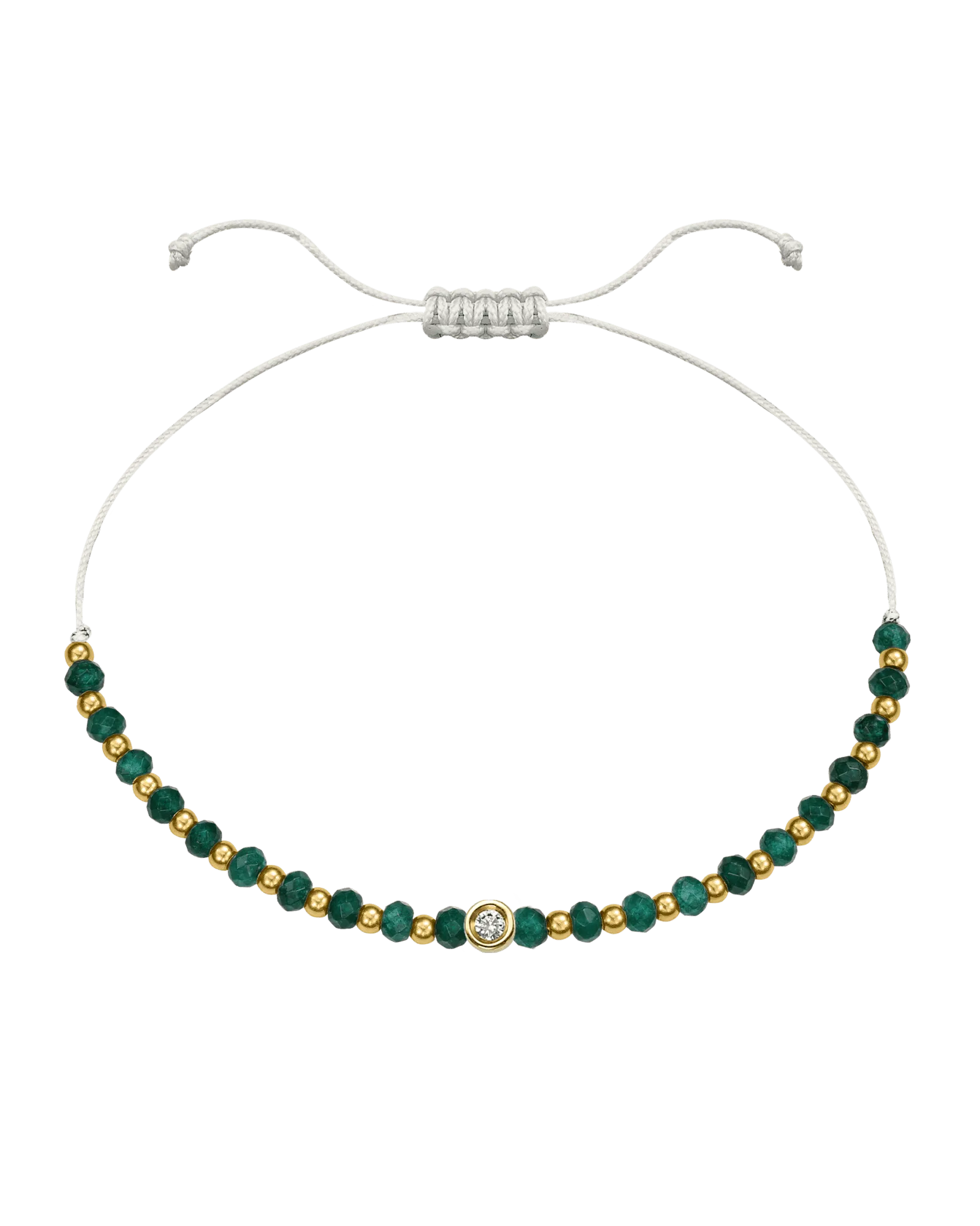 Aventurine Gemstone String of Love Bracelet for Luck - 14K Yellow Gold