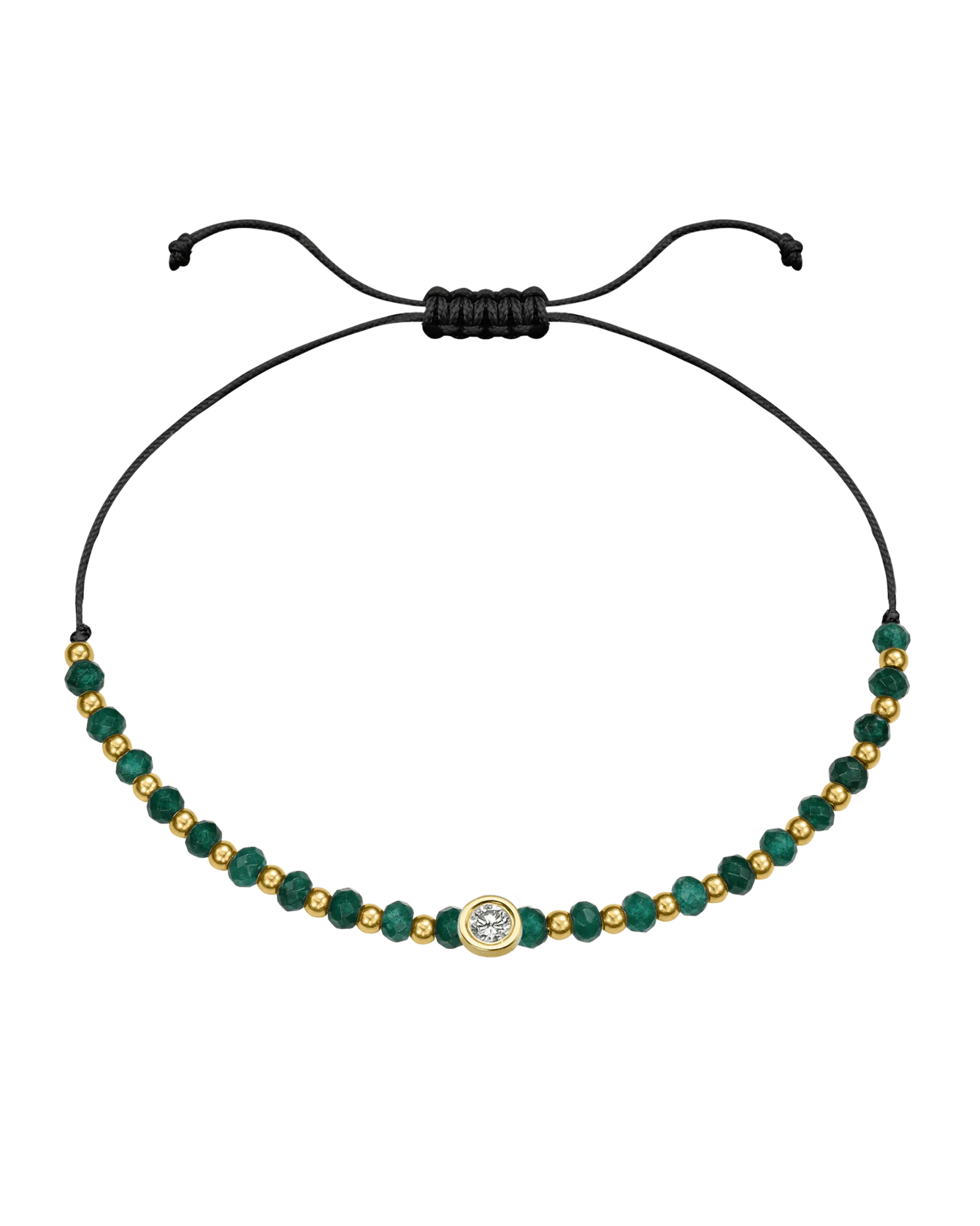 Aventurine Gemstone String of Love Bracelet for Luck - 14K Yellow Gold