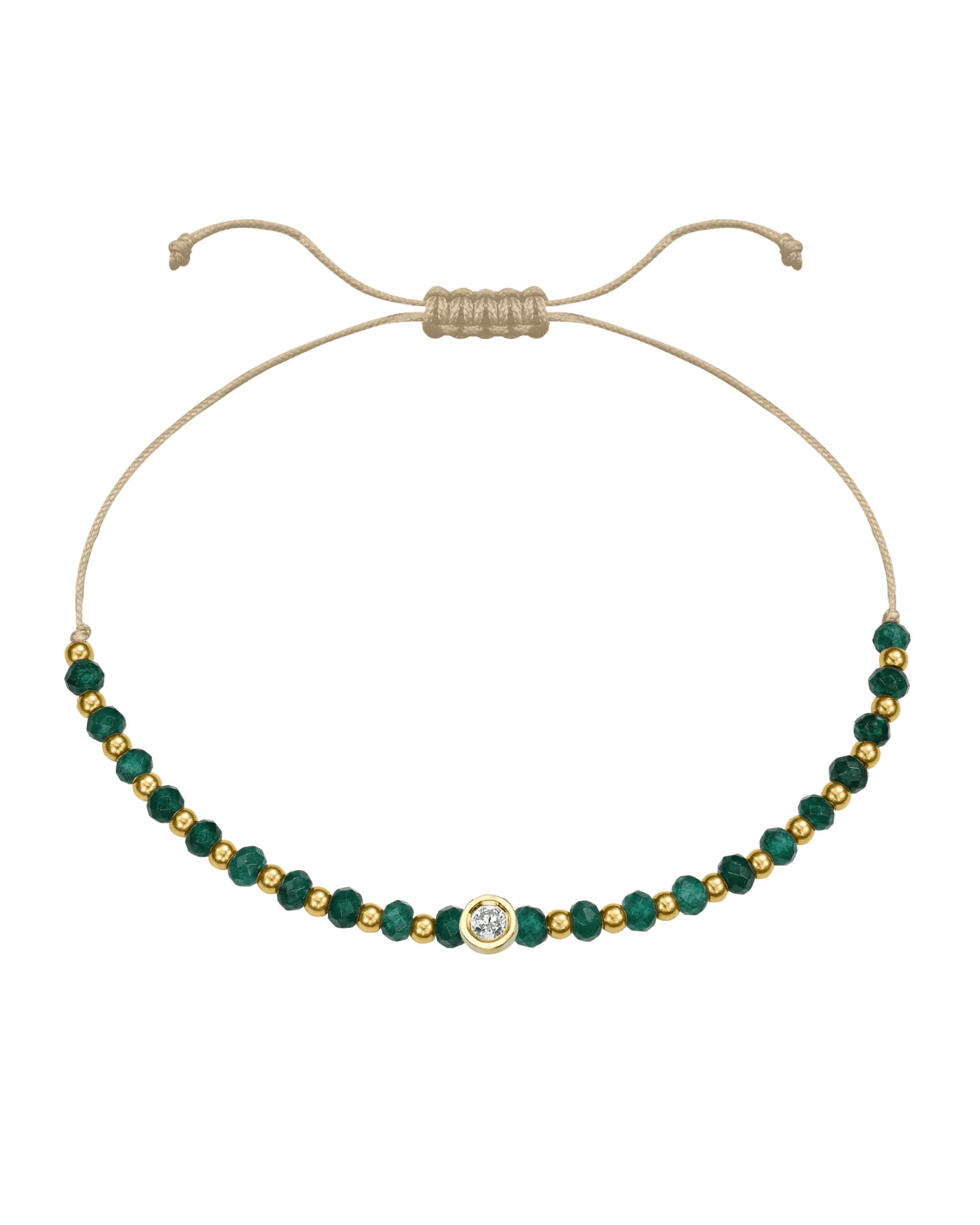 Aventurine Gemstone String of Love Bracelet for Luck - 14K Yellow Gold