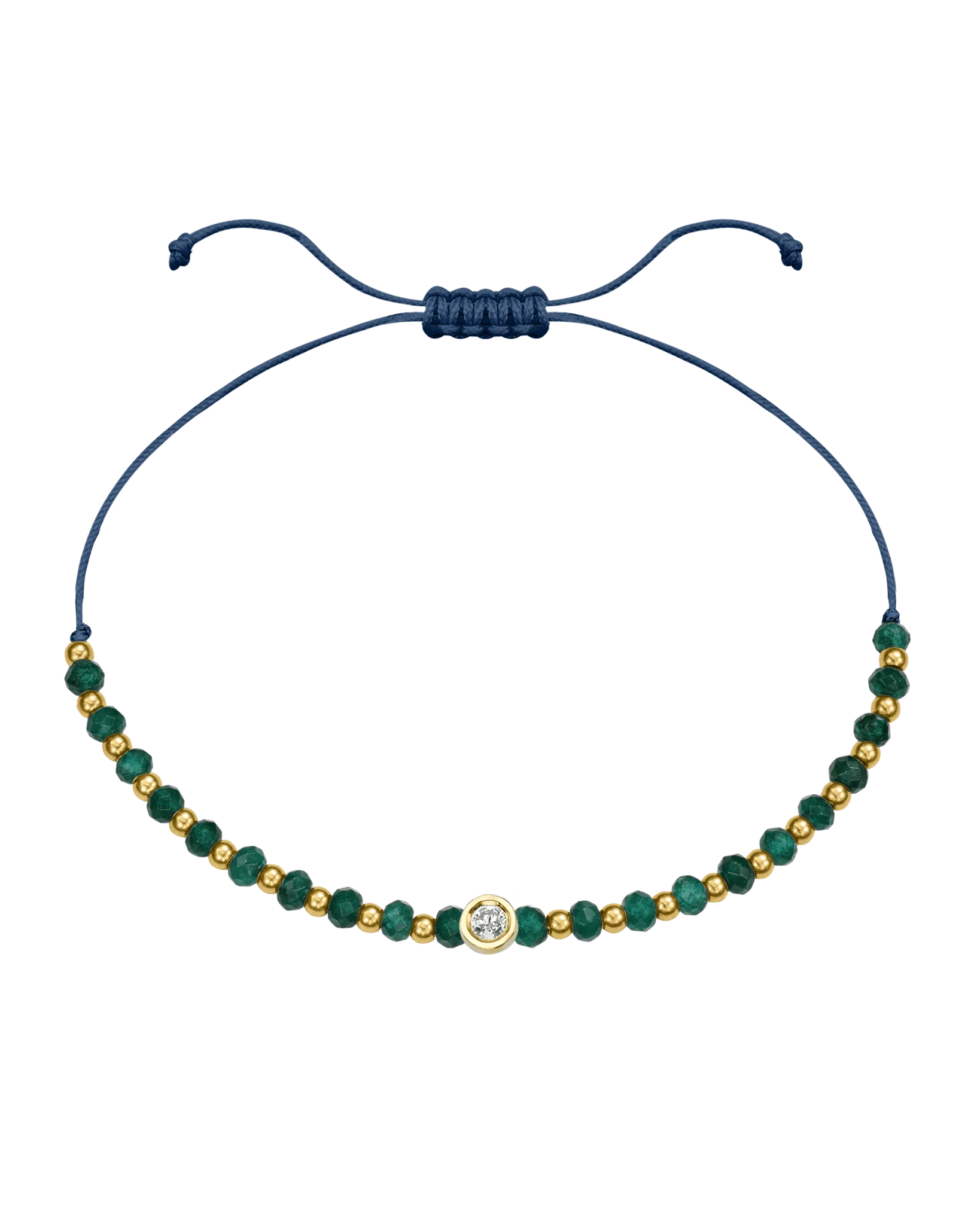 Aventurine Gemstone String of Love Bracelet for Luck - 14K Yellow Gold