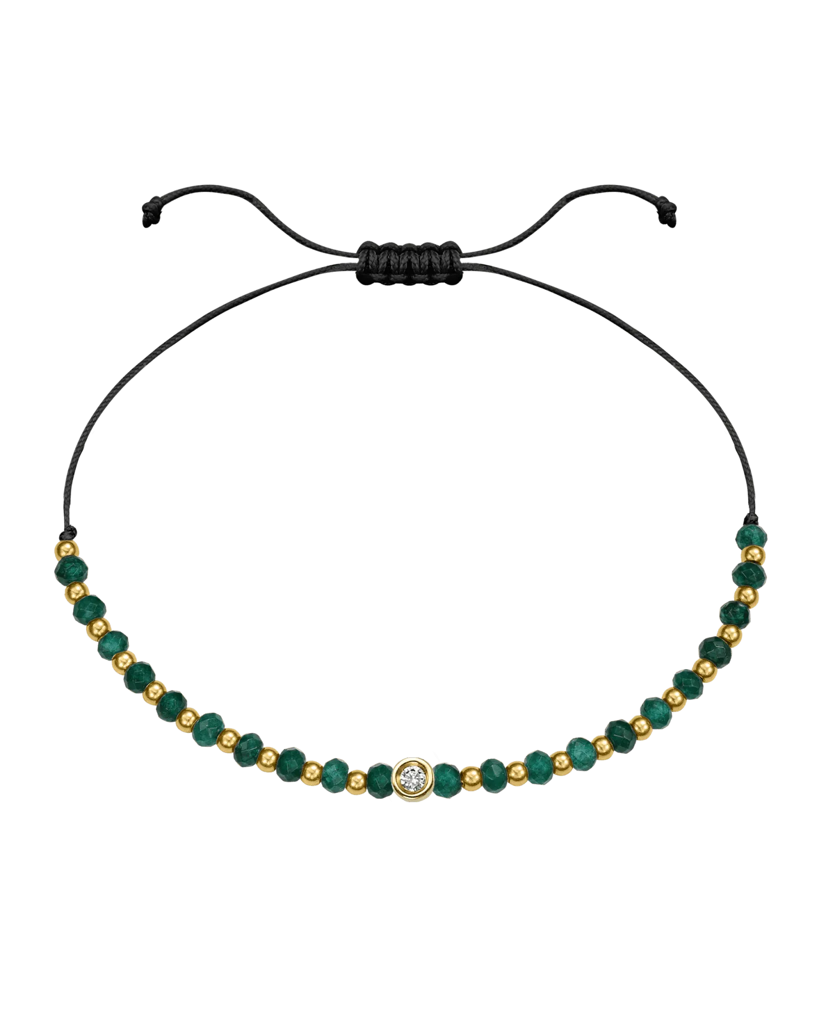 Aventurine Gemstone String of Love Bracelet for Luck - 14K Yellow Gold