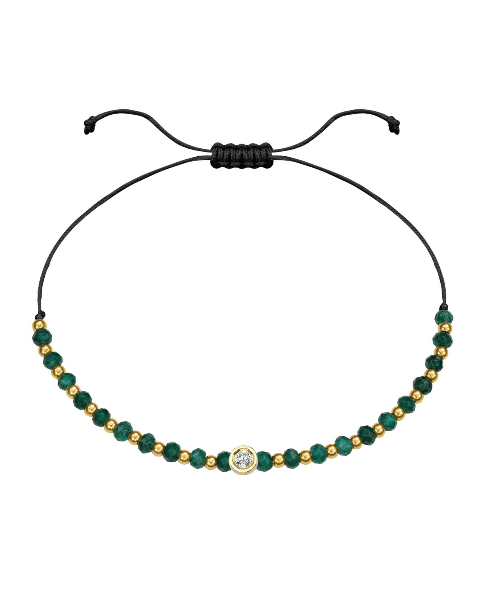 Aventurine Gemstone String of Love Bracelet for Luck - 14K Yellow Gold