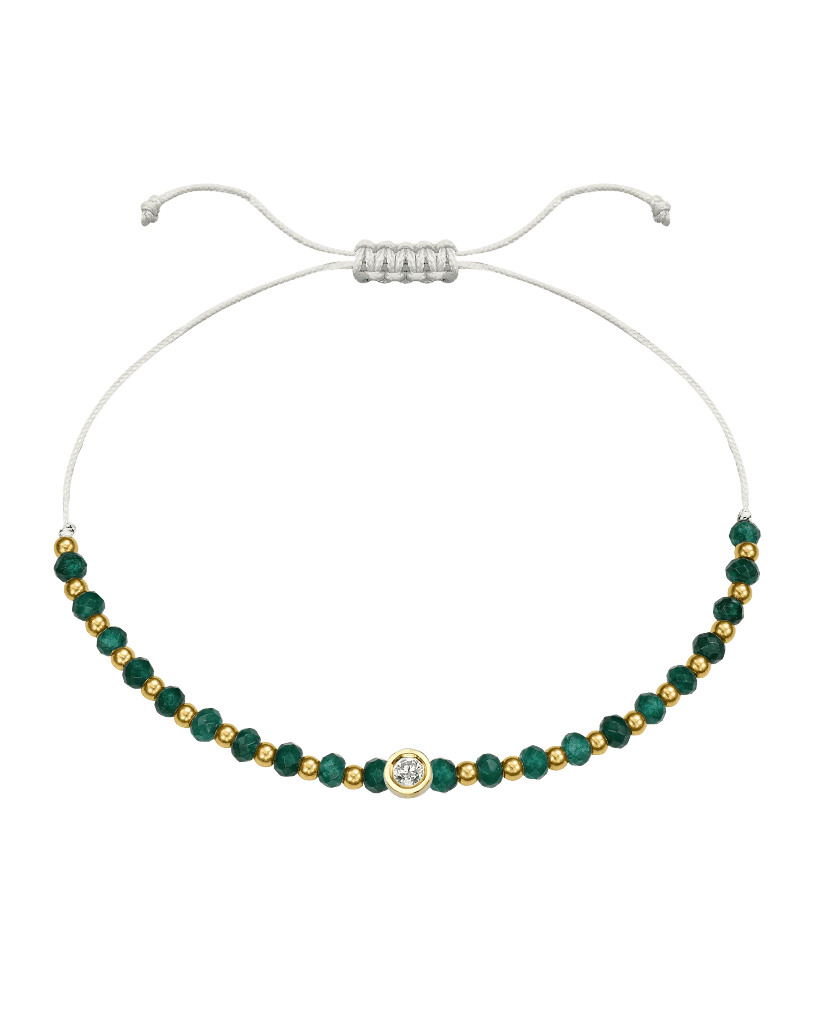 Aventurine Gemstone String of Love Bracelet for Luck - 14K Yellow Gold