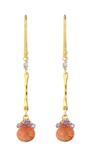 AVF Gold Bar Sunstone, Tanzanite & Quartz Earrings (SI6733)