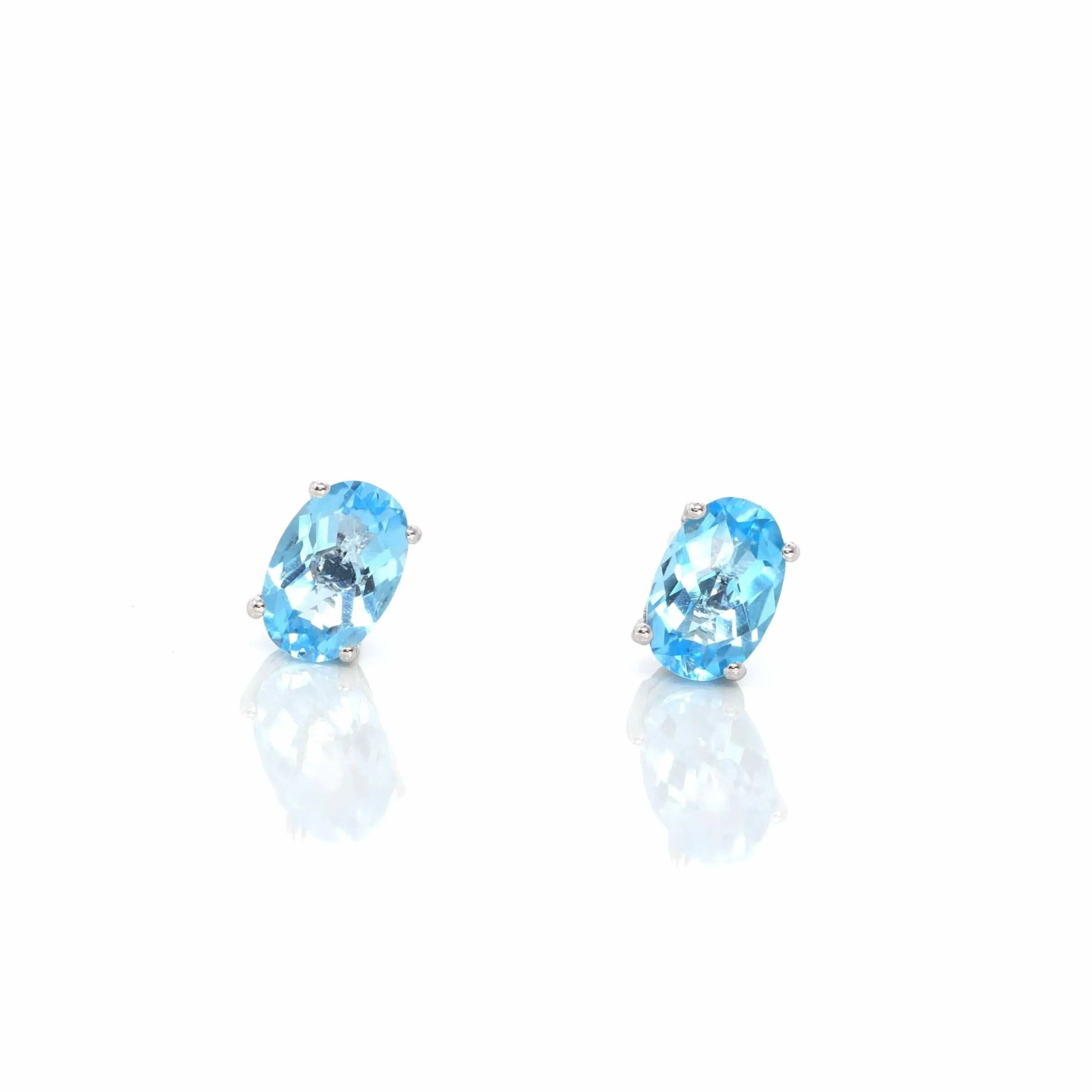 Baikalla 14k Classic White Gold 1 CTTW Natural Blue Topaz Earrings