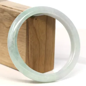 Baikalla "Half Round" Light Green Lavender Jadeite Jade Bangle Bracelet ( 66.3 mm) #T444