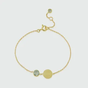 Bali 9ct Gold Blue Topaz March Birthstone Bracelet