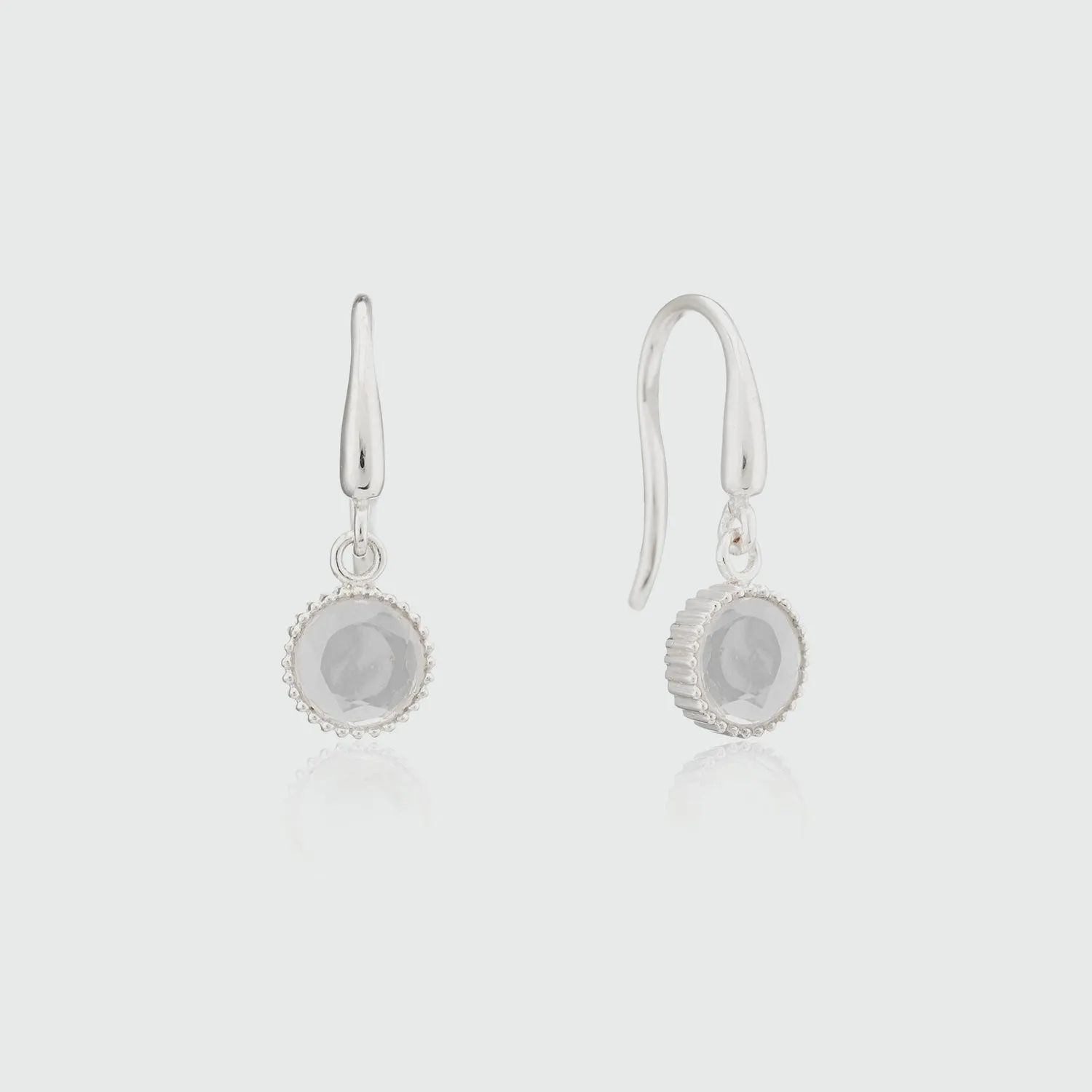 Barcelona Silver April Crystal Birthstone Hook Earrings