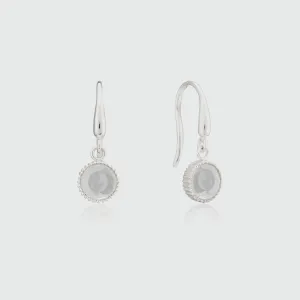 Barcelona Silver April Crystal Birthstone Hook Earrings