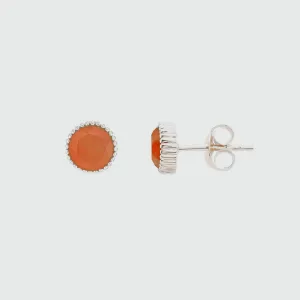 Barcelona Silver July Carnelian Birthstone Stud Earrings