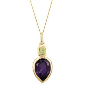 Beginnings Iris Petal Drop Pendant - Gold/Purple/Green