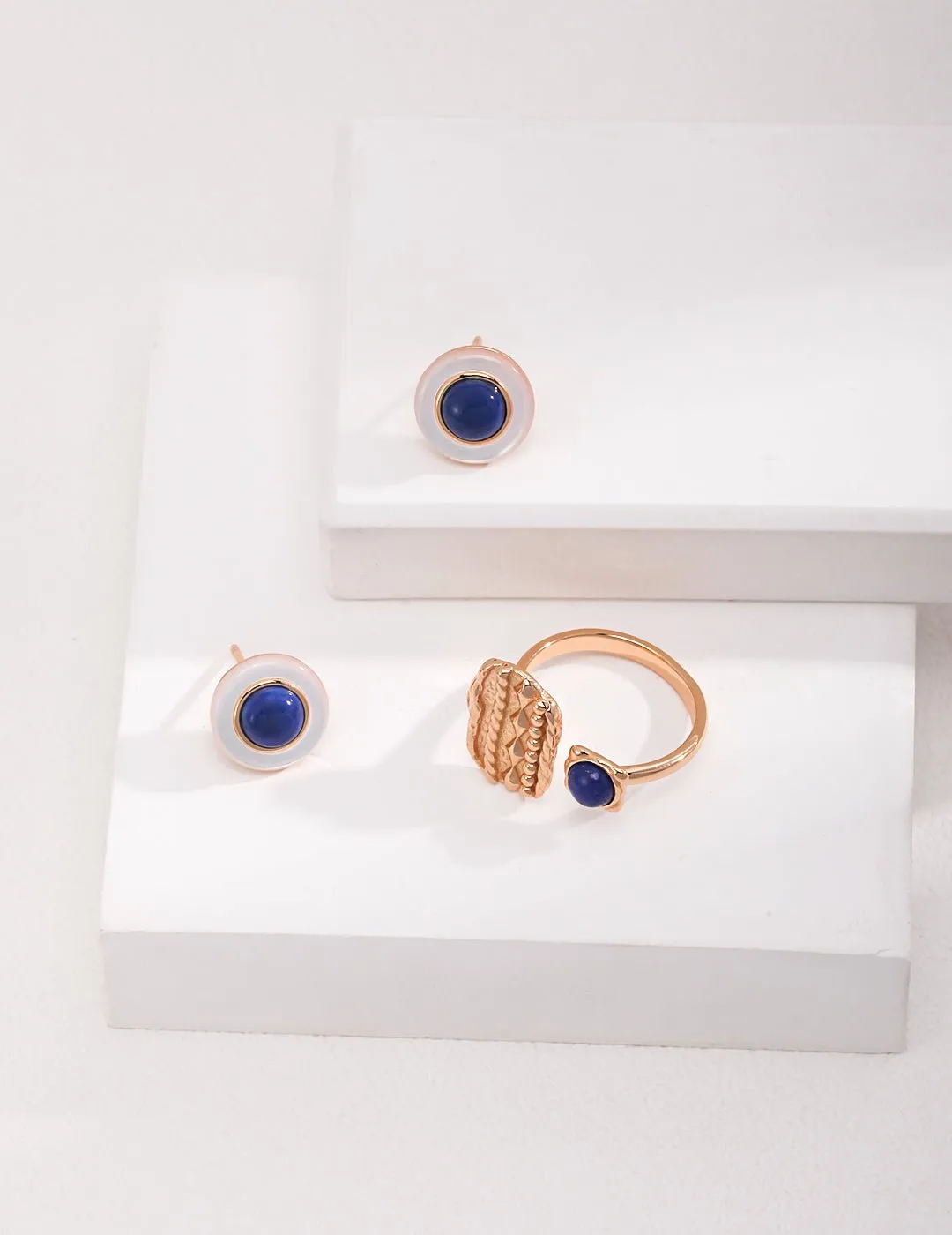 Blue and White Lapis Lazuli Earrings