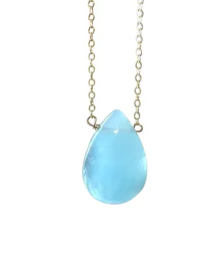 Blue Aquamarine Necklace Gold Filled