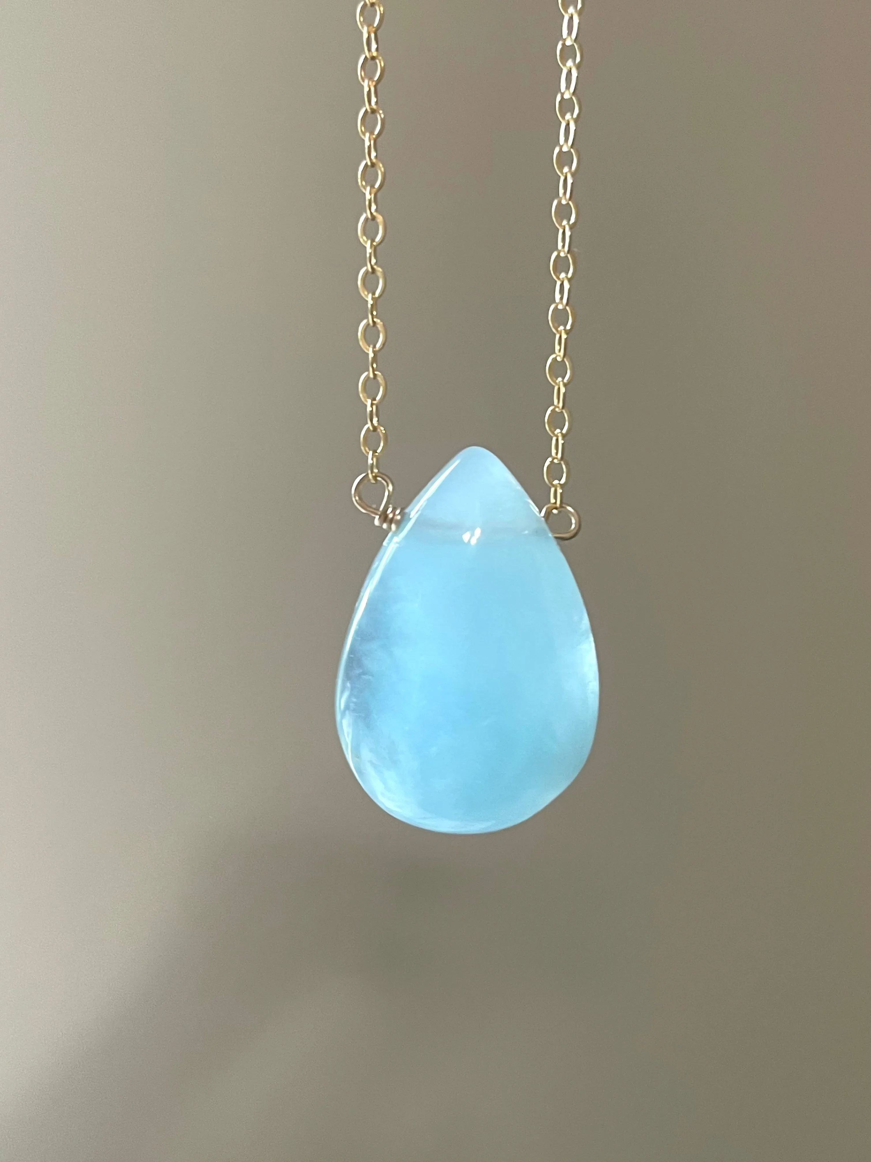 Blue Aquamarine Necklace Gold Filled