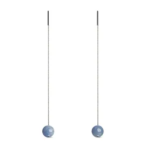 Blue Aventurine | .925 Sterling Silver | Gemstone Chain Drop Threader Earrings