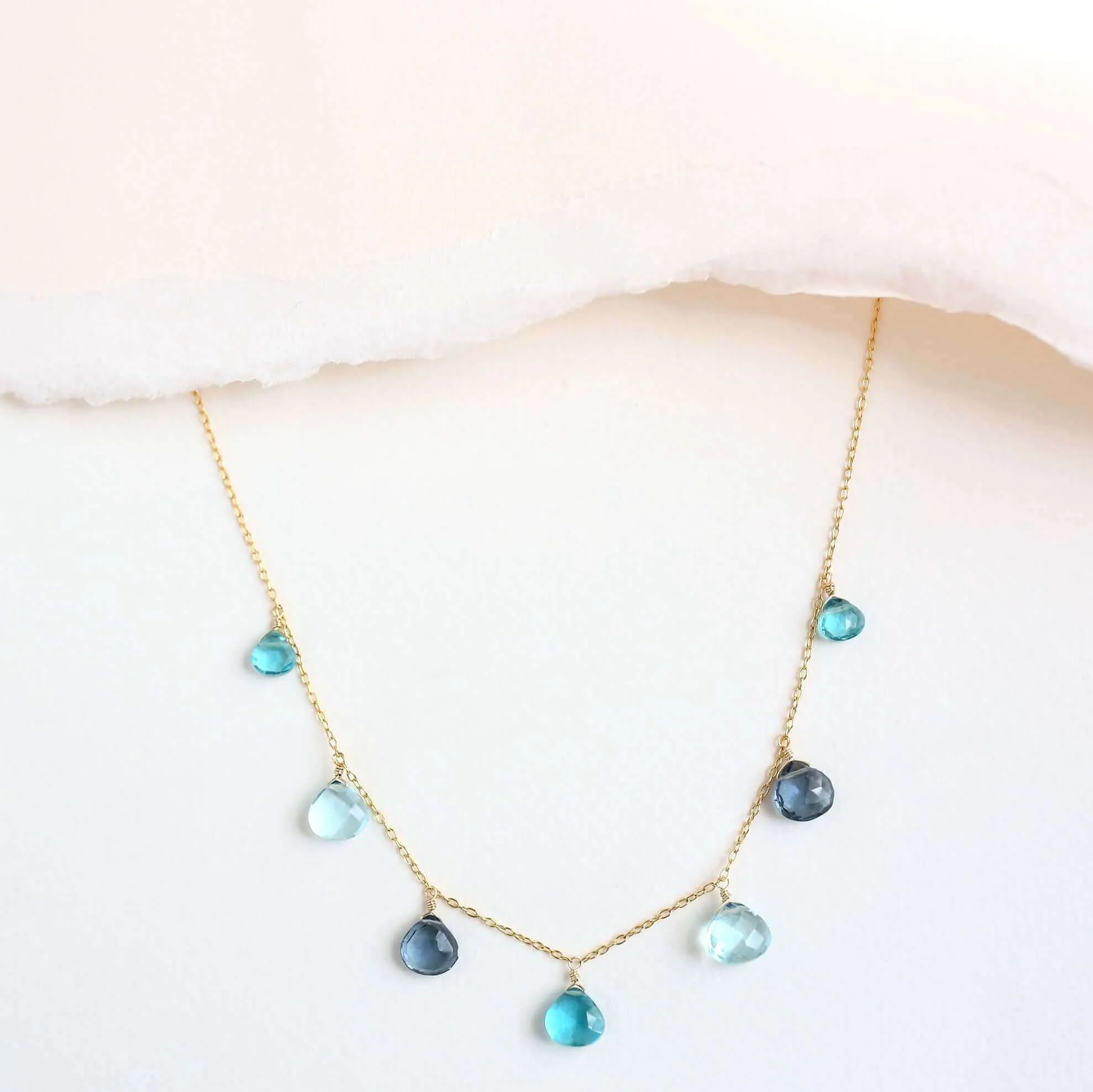 Blue Gemstone Gold Sparkler Necklace