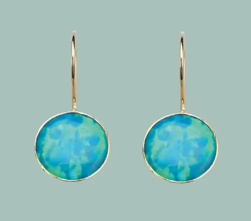 Blue Opal classic Earrings 9ct gold