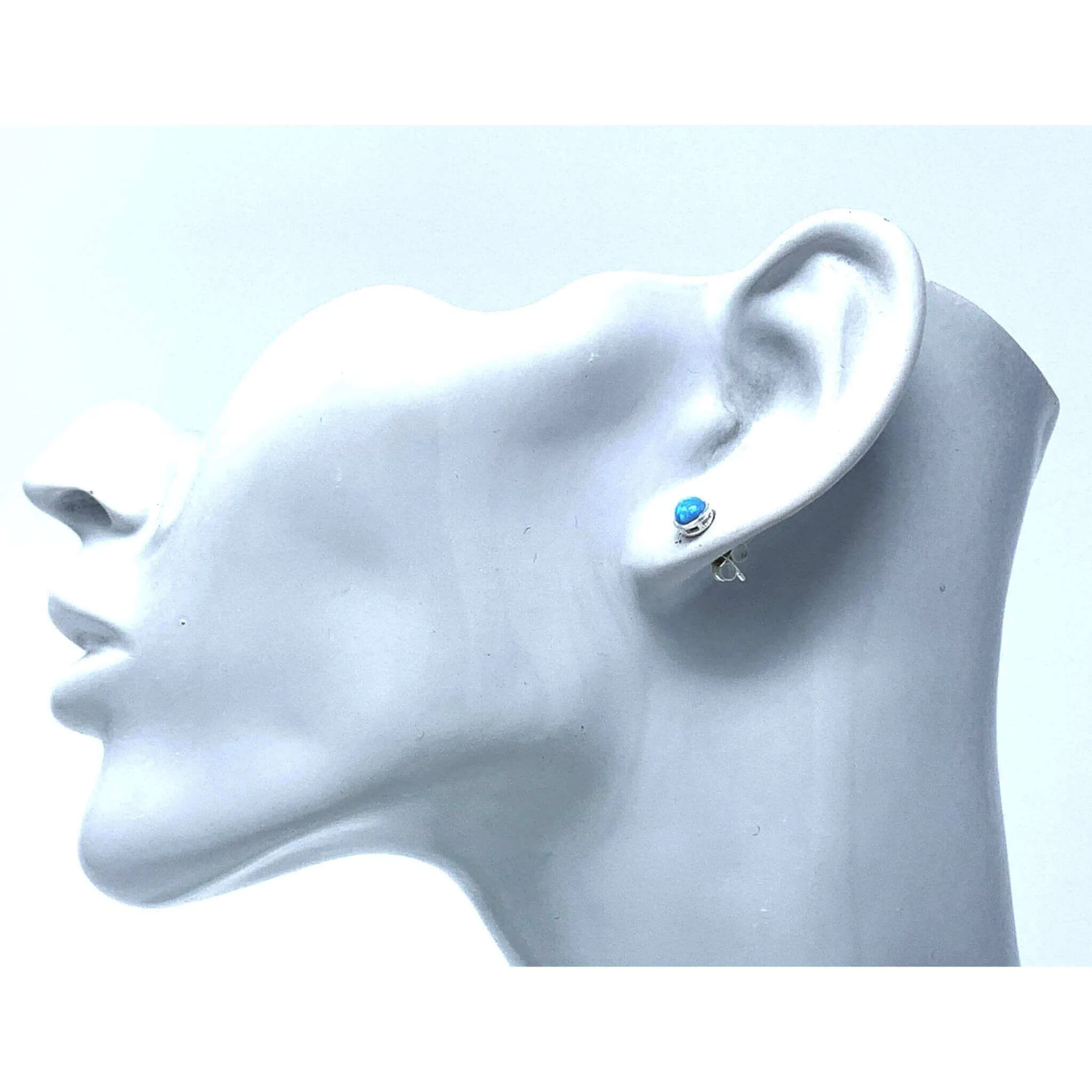 Blue Opal Sterling Silver Stud Earrings