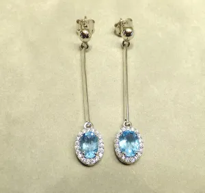 Blue Topaz and Sterling Silver Drop Earrings