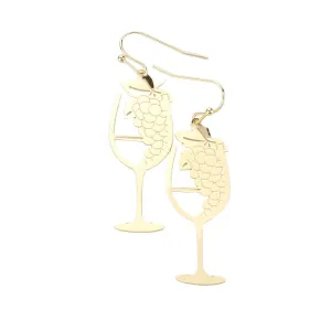 Brass Metal Grape Champagne Dangle Earrings