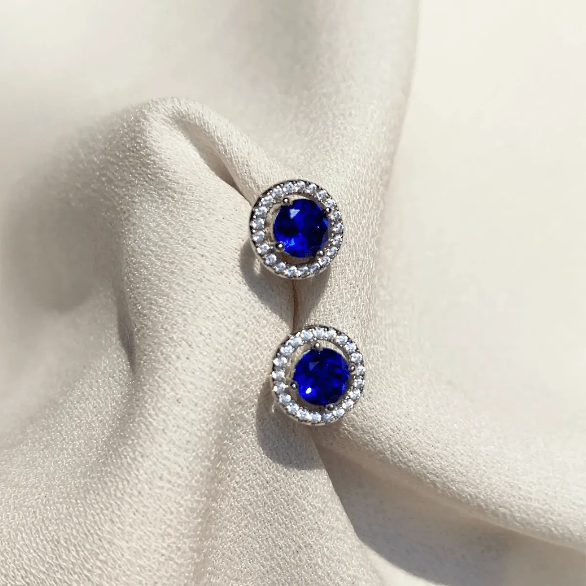 CARAT* London Sterling Silver Gwen Sapphire Blue Earrings