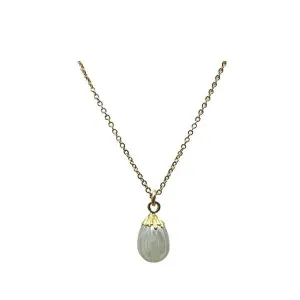 Carved Electroplated 'Onion' Necklace: Moonstone (NGCP7084MN)