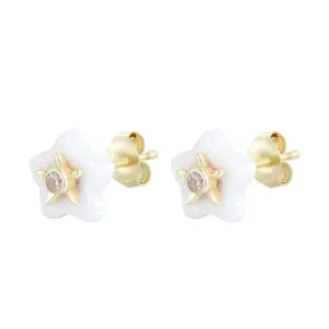 Carved Opal Flower Stud Earrings