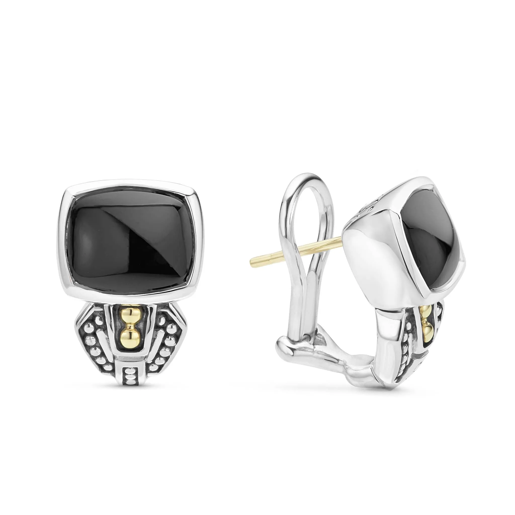 Caviar Color Bezel-Set Onyx Earrings