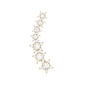 Certified Moissanite Star Gold Ear Climber Earring