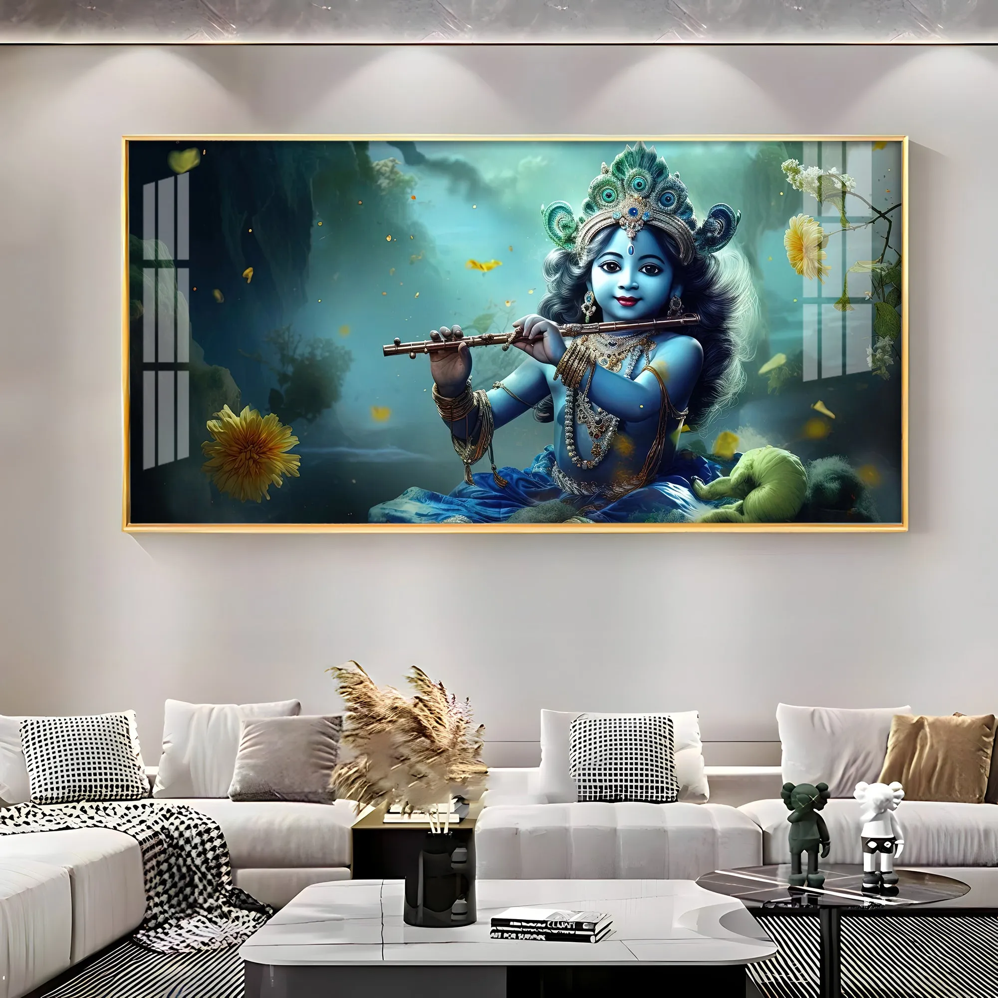 Childhood Krishna With Diadem Premium Acrylic Horizontal Wall Art