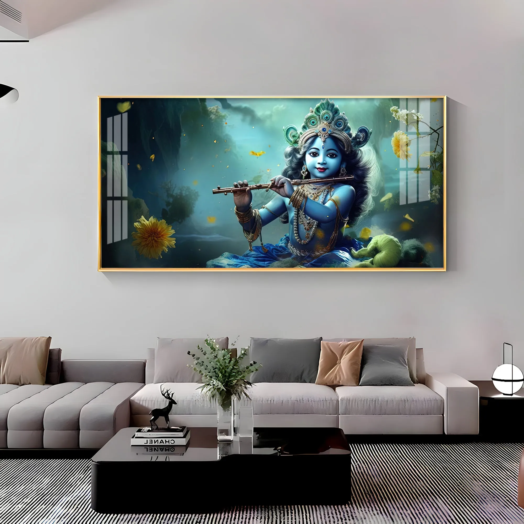 Childhood Krishna With Diadem Premium Acrylic Horizontal Wall Art