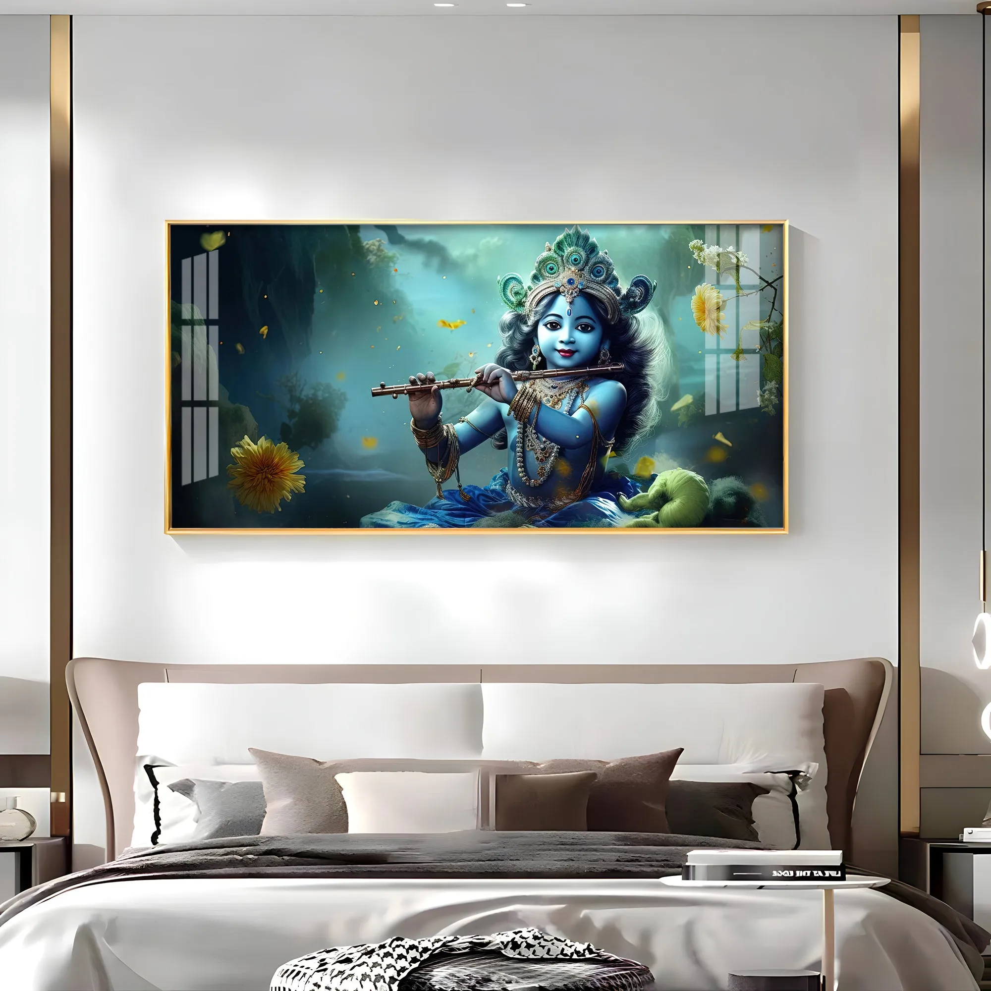 Childhood Krishna With Diadem Premium Acrylic Horizontal Wall Art