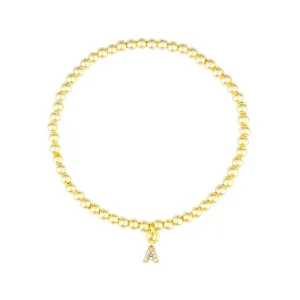 CLEAR CZ IDENTITY BRACELET GOLD - CHOOSE YOUR INITIAL