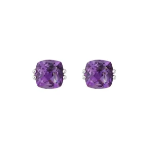 Colored Gemstone Cushion Studs