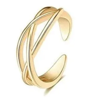 Criss Cross Gold Toe Ring