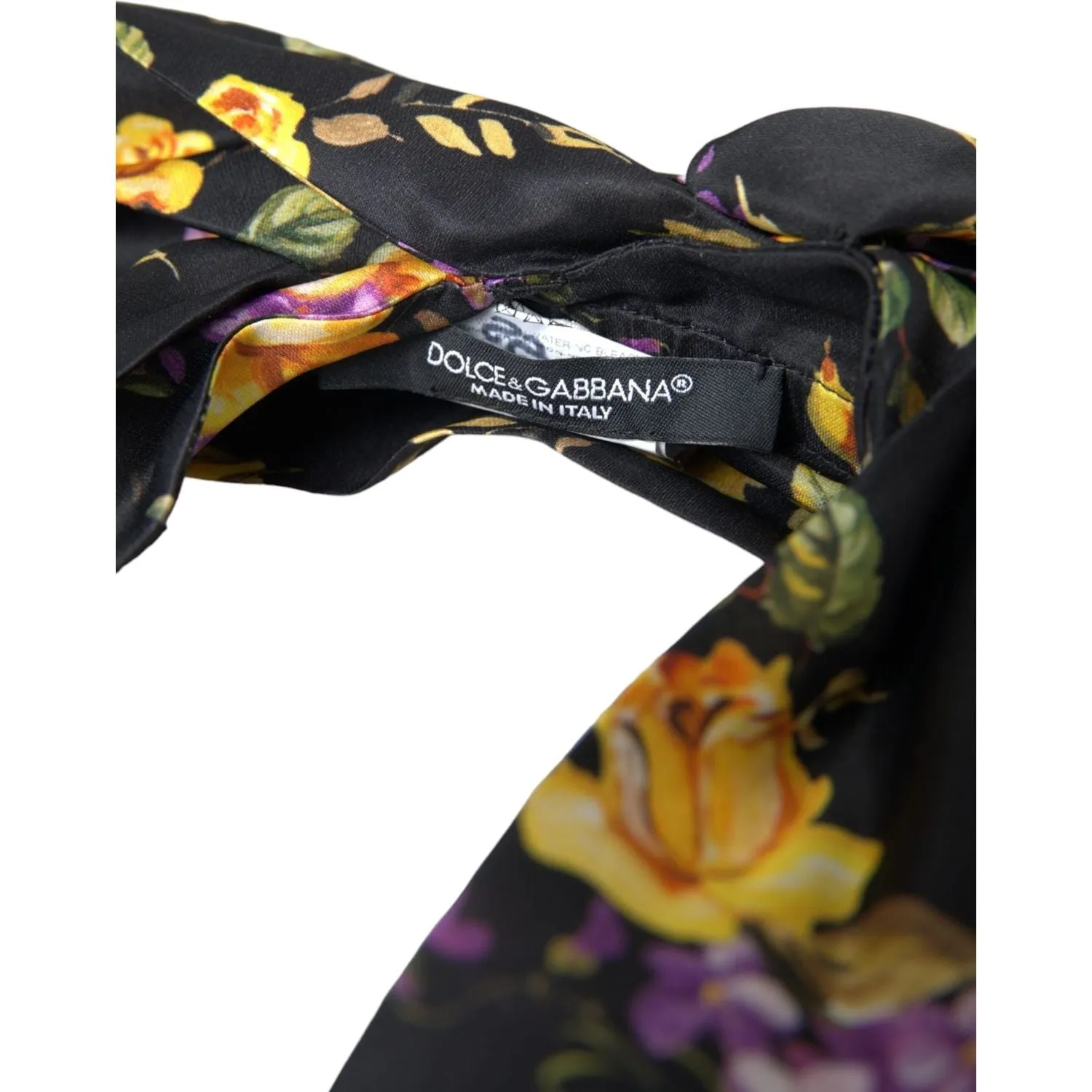 Dolce & Gabbana Black Floral Applique Silk Women Headband Diadem