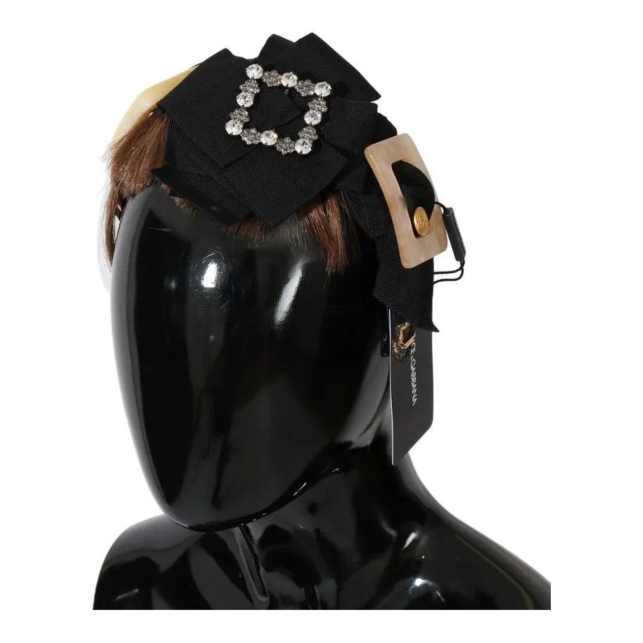 Dolce & Gabbana Crystal-Embellished Gold Brown Diadem Headband