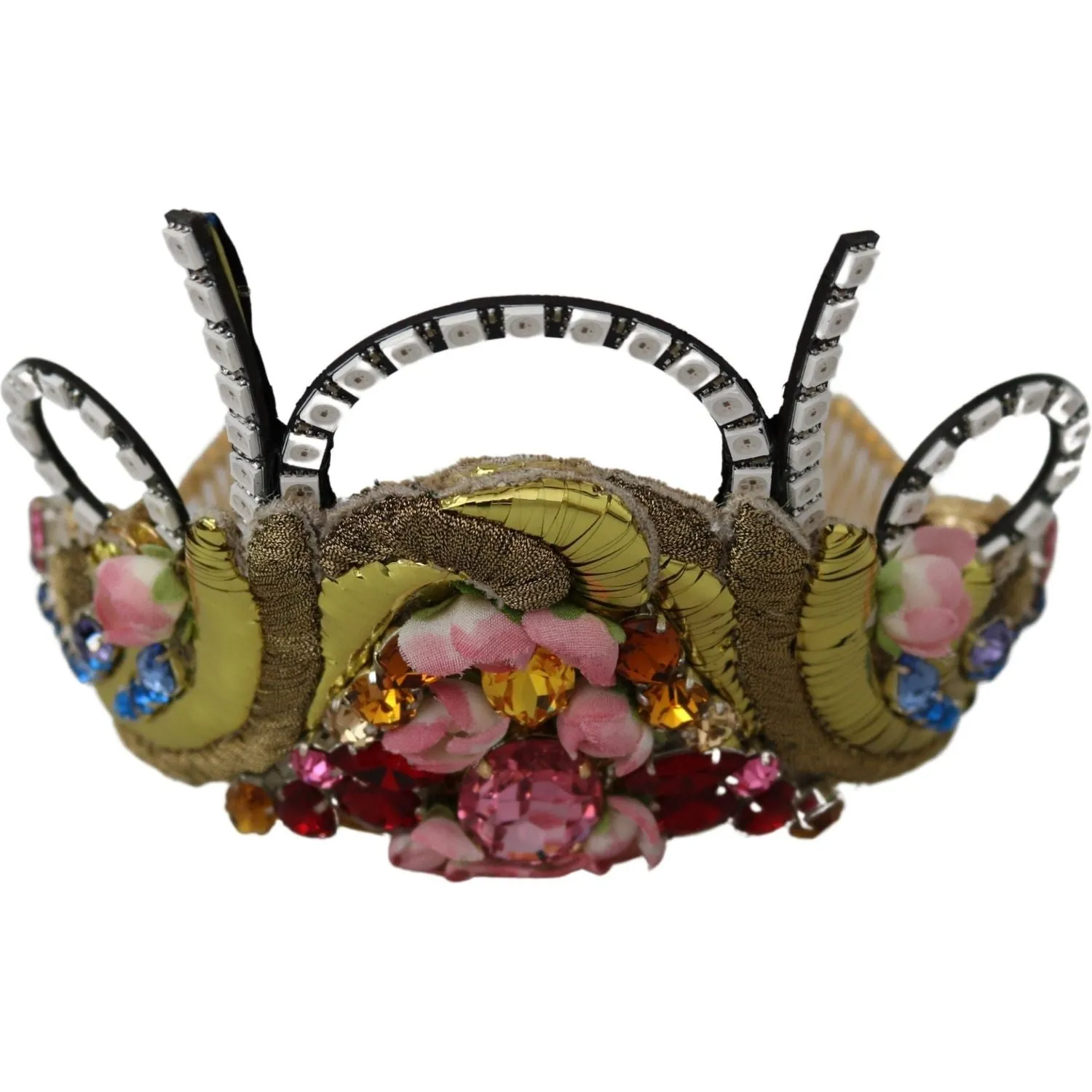 Dolce & Gabbana Stunning Crystal Diadem Tiara - Gold Multicolor