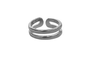 Double Band Toe Ring - Silver