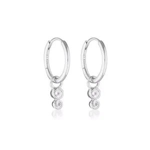 Duo Huggie Hoop Earrings | White Topaz