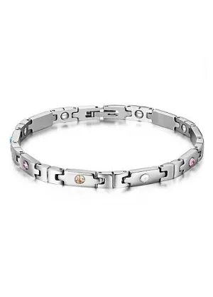 Fashion Puzzle with Multicolor AAA Zircons, Platinum Alloy Bracelet