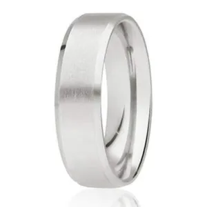 Flat Court Wedding Band Brushed Centre