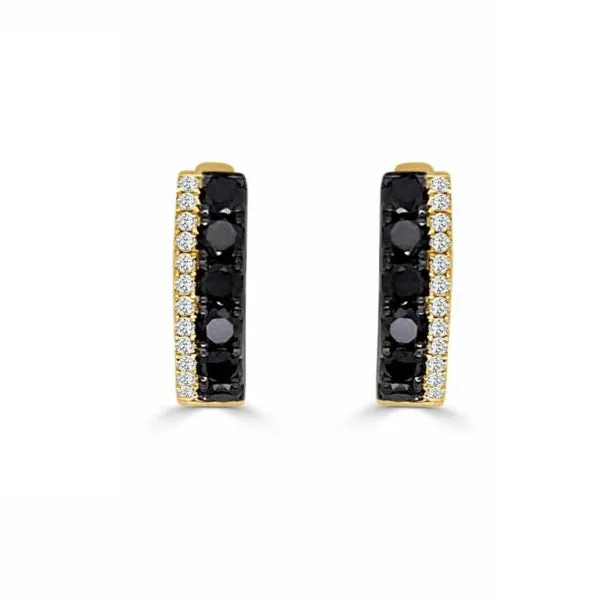 Frederic Sage 14K Yellow Gold Black and White Diamond Huggie Hoop Earrings