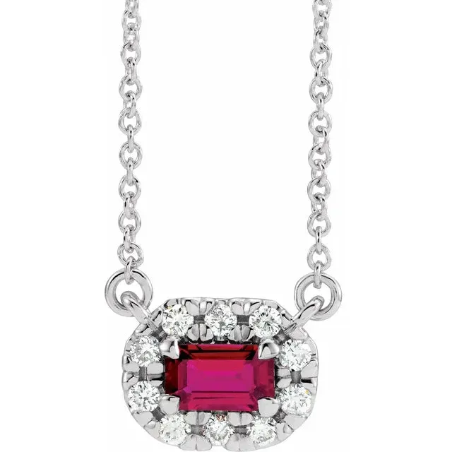 Gemstone & Diamond Halo Pendant