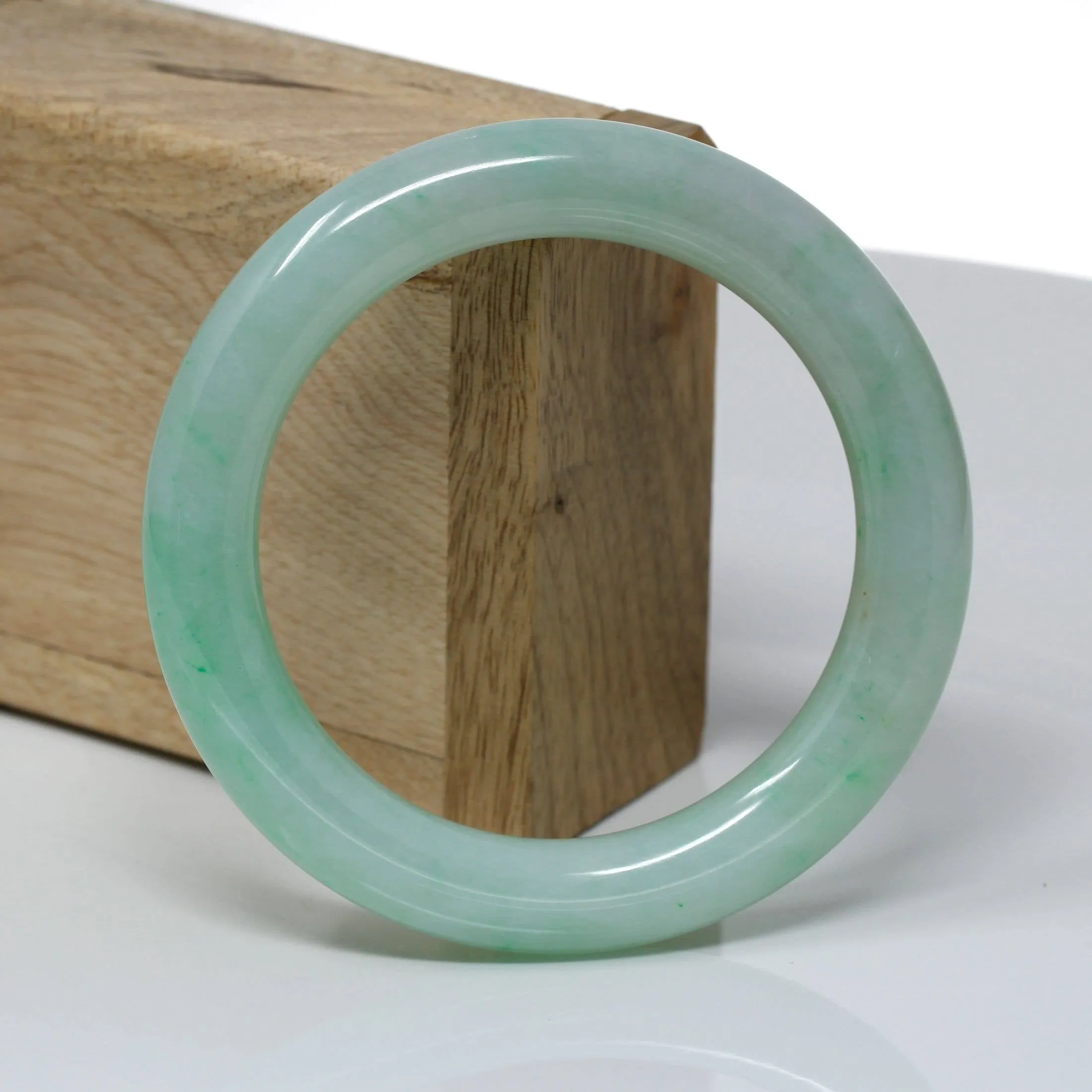 Genuine Burmese Green Jadeite Jade Bangle Bracelet ( 57.1 mm) #314