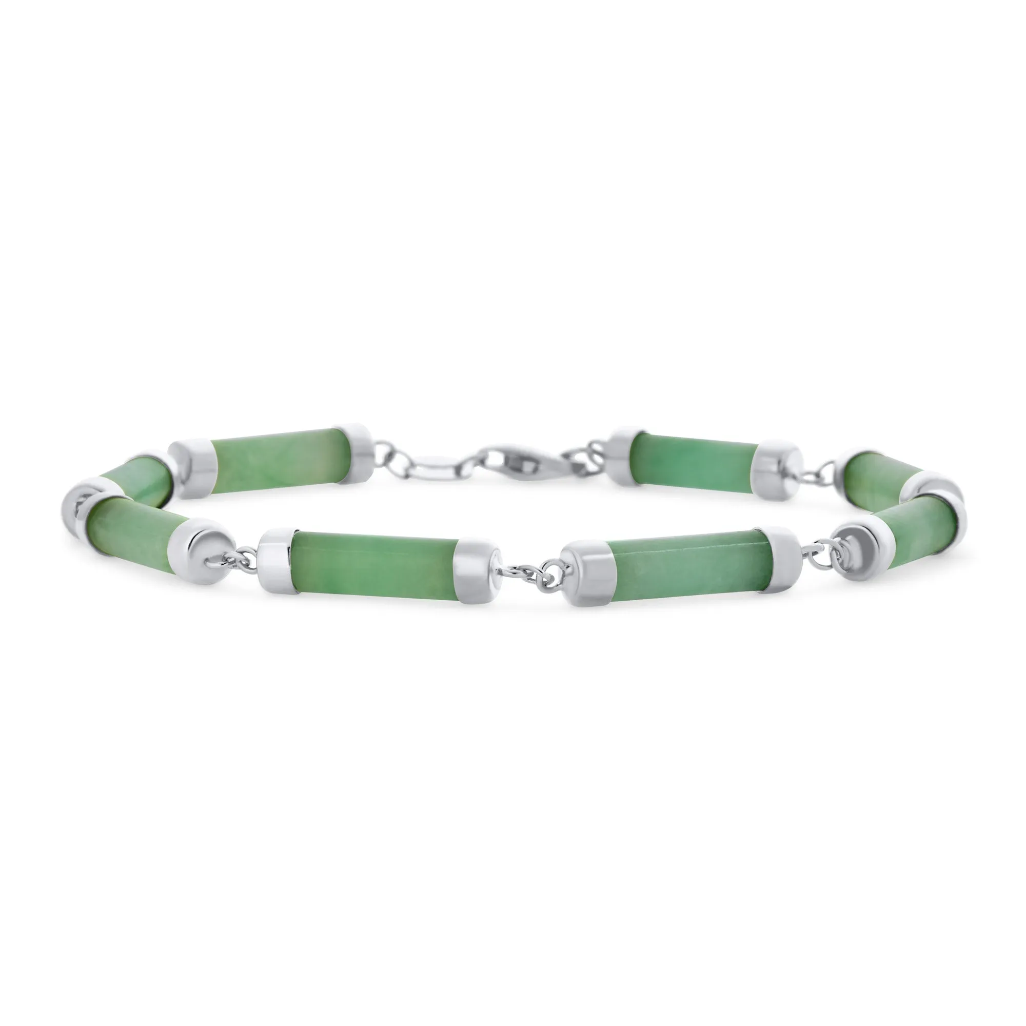 Genuine Onyx Gemstone Multi Color Green Jade Contoured Bar Bracelet